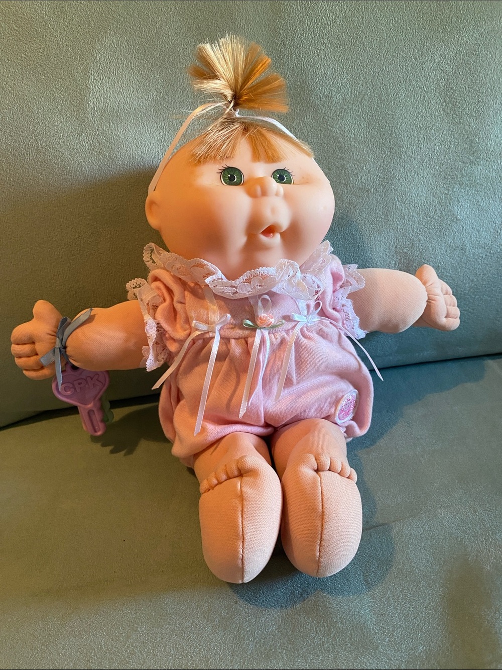 Cabbage Patch Plush Baby Doll with Key Rattle Accessory